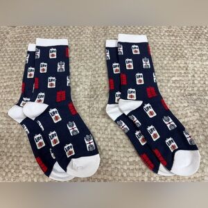 NEW 2 Pair Miller Lite Beer All Over Print Logo Crew Socks Winter Christmas